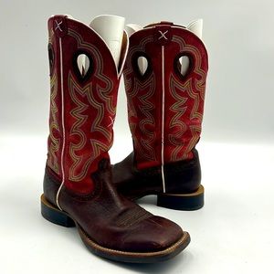 TWISTED X BOOT MENS SIZE 8.5 WESTERN COWBOY EMBROIDERED LEATHER BOOT BROWN RED